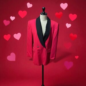 Jones Wear Red Blazer with Black Lapel